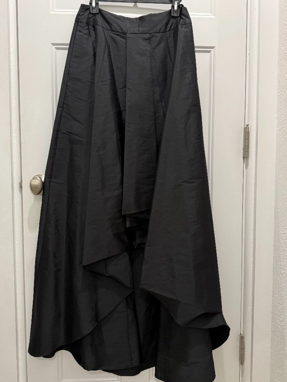 Adrianna Papell Black Taffeta High-Low Skirt with Bow